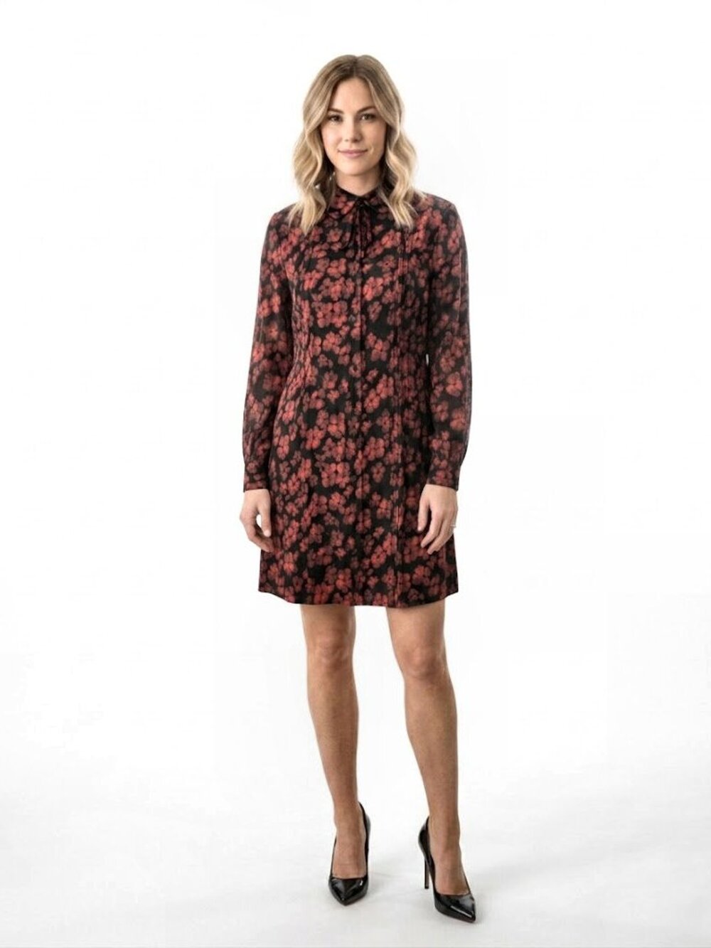 Alexander McQueen Black and Red Floral Mini Dress Size IT 38 NWT